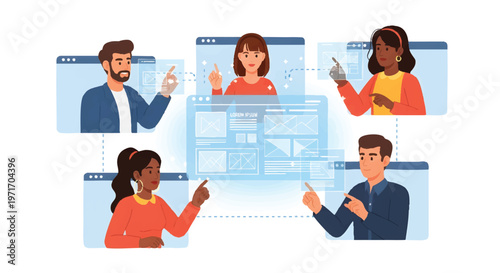 people on video call, remote teamwork, online collaboration, virtual meeting