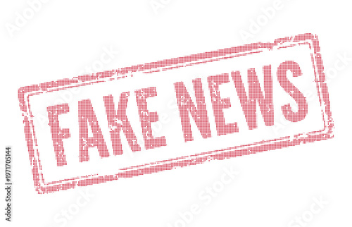 Red Ink Fake News Halftone Grunge Rubber Stamp Effect Vector Illustration Isolated on White Background