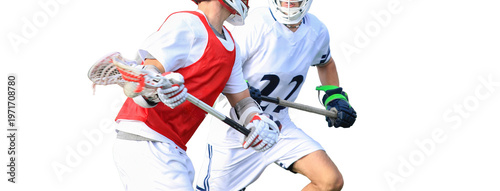 Players Practice Lacrosse in a Game Simulation