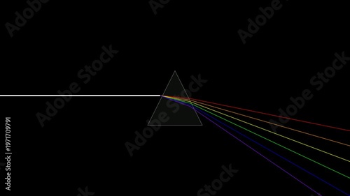 Light Refraction through Prism: Classic Spectrum on Dark Background