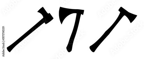 Sustainable wood forestry axe set with solid black icon on white background featuring black and white, icon, axes with illustration and vector