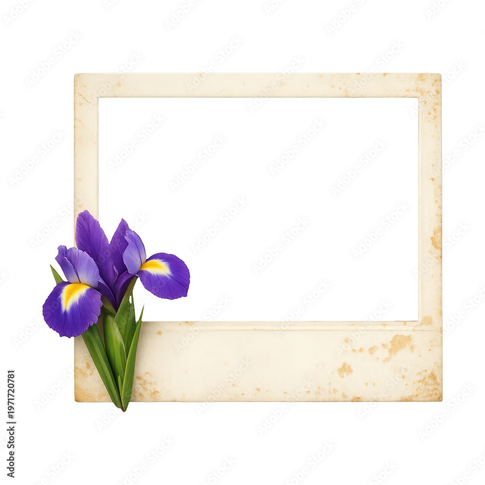 Fototapeta premium PNG Vintage frame with purple flowers