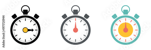 Stopwatch Icon Set Timer Clock Countdown Sports Fitness Exercise Time Measurement Vector Illustration Design Isolated White Background