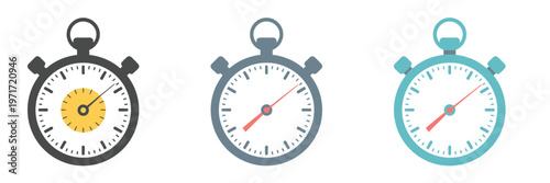 Stopwatch Icon Set Timer Clock Countdown Sports Fitness Exercise Time Measurement Vector Illustration Set Isolated White Background