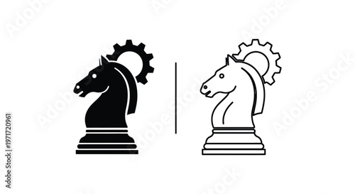 Chess Knight Pieces: Unique Gear Designs for Modern Gaming Vector