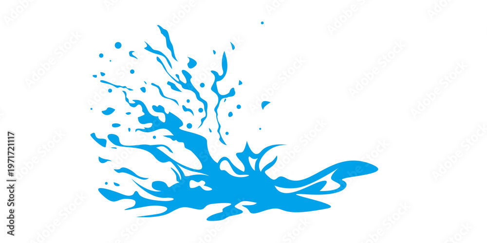 Fototapeta premium Blue water splash. Blue water splash silhouette liquid burst vector style abstract isolated on transparent background.