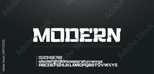 MODERN Abstract minimal modern alphabet fonts. Typography technology electronic digital music future creative font. vector illustraion