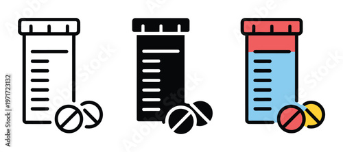 Medical test tubes with pills, representing healthcare and science