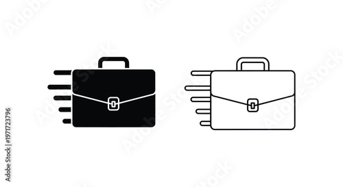Modern Briefcase Design Icons for Business & Travel Vector