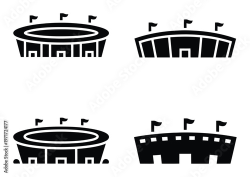 Collection of Four Stadium with Flags