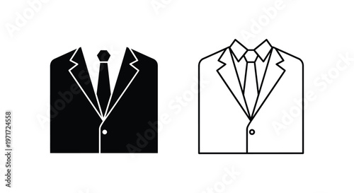 Classic Men's Suit Designs: Elegant Tuxedo and Formal Jacket Styles Vector