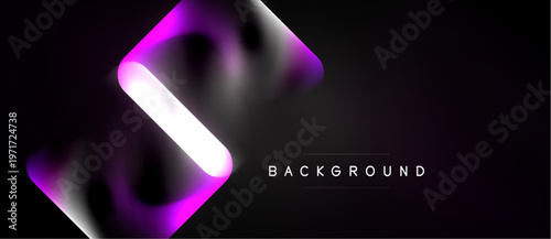 Abstract neon shapes over dark background. Modern design, vibrant colors, dynamic composition. Minimalist aesthetic, sleek presentation.