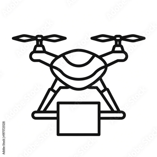 Line art illustration of a delivery drone carrying a package for shipping and logistics Vector, illustration