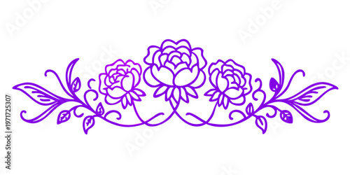 Elegant purple floral border ornament, vector