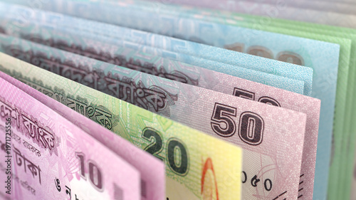 Bangladesh Taka banknotes close up