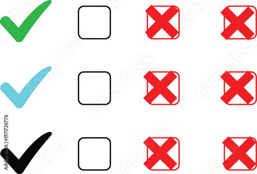 Visual representation of correct and incorrect responses in a checklist format Vector