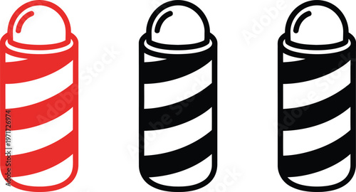 Three cylindrical objects with striped patterns and looped tops displayed side by side Vector