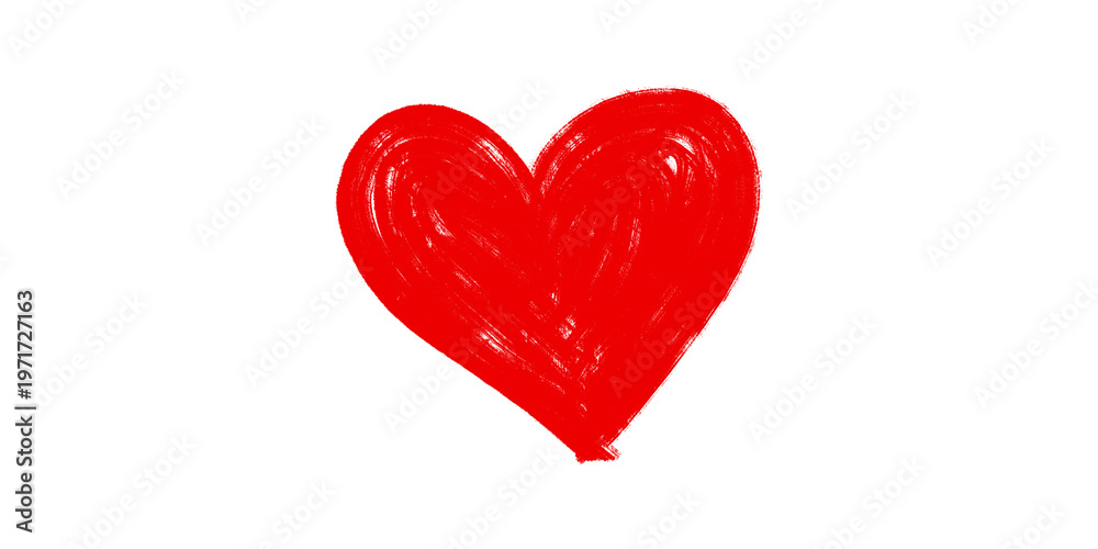 Fototapeta premium Hand-drawn red heart doodle isolated on transparent background.