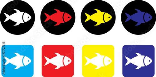 Fish or seafood flat icon for food apps and websites. Color full fish icon isolated on white background. Vector Illustration.