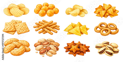 A charming watercolor collection of sandwiches featuring assorted filled bread with fresh ingredients and layered fillings illustrated in a detailed food illustration style.