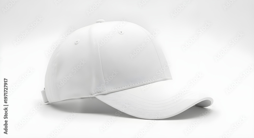 Fototapeta premium Plain white baseball cap isolated on white background minimal design