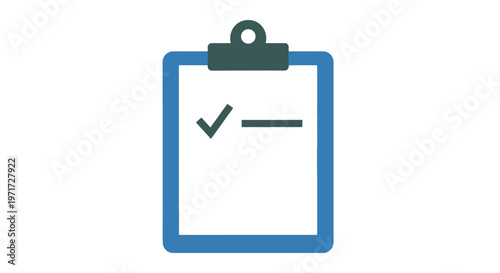 Blue Clipboard with Checklist and Checkmark.