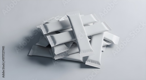 Crushed white paper pieces isolated on gray background minimal waste concept