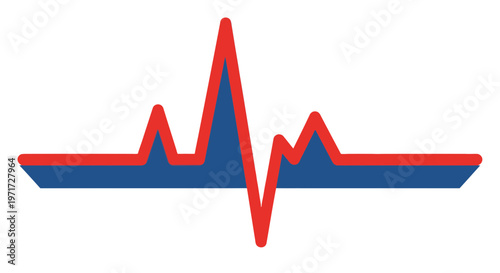 Electrocardiogram ECG Red Blue Line Graph.