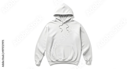 white hoodie with drawstring isolated on plain background minimalist apparel