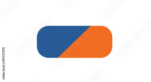 Blue and Orange Oblong Pill Capsule.