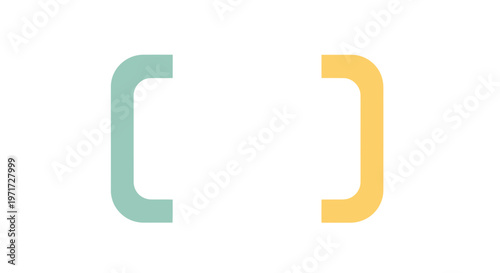 Curly Brackets Symbols in Green and Yellow.