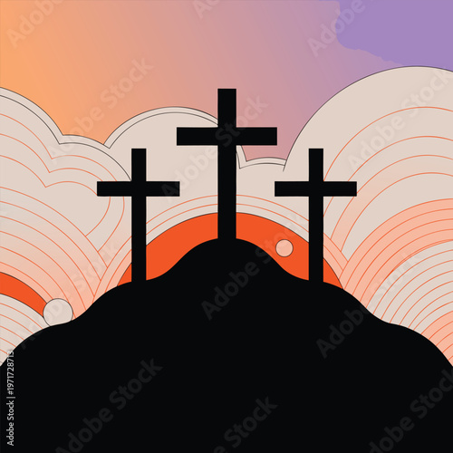 Simple Crosses With Sunset