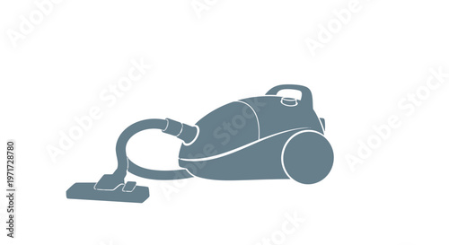 Modern Gray Vacuum Cleaner with Hose.