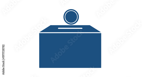 Blue Ballot Box with Voting Ball.