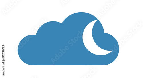 Blue Cloud with White Crescent Moon.
