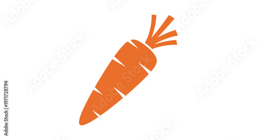 Orange Carrot with Green Tops Illustration.