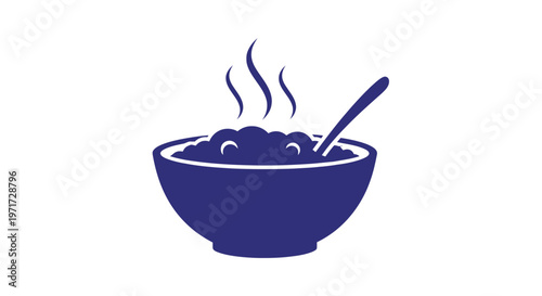 Hot Soup in a Bowl with Spoon.