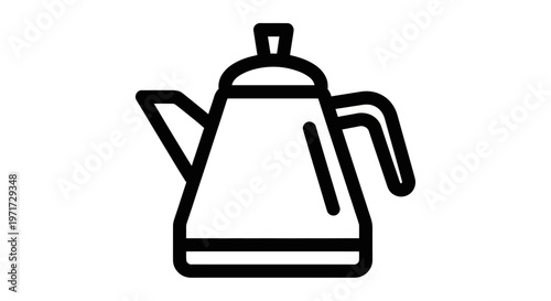 Minimalist outline of a retro kettle icon isolated on a plain background for kitchenware and appliance representation.