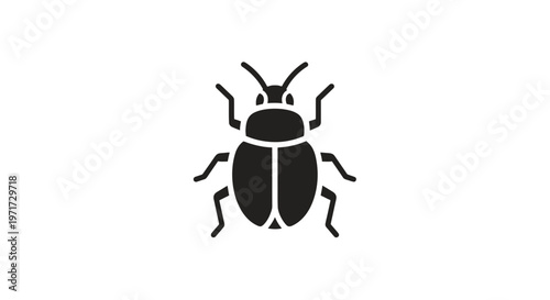 Black Beetle Silhouette Isolated on White.