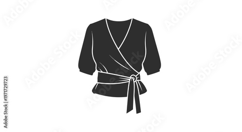 Black Kimono Style Top with Sash.
