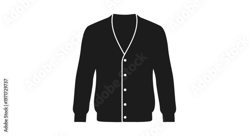 Black Cardigan Sweater with White Trim.