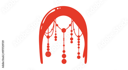 Red Hair Clip with Hanging Ornaments.