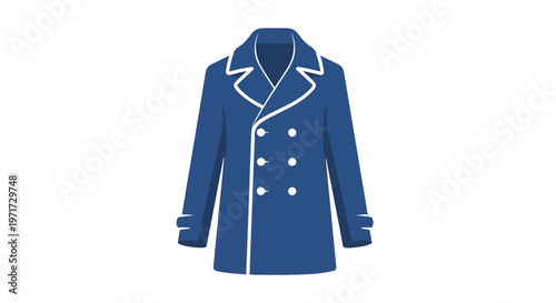 Blue Coat with White Trim Details.
