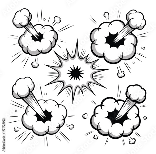 Comic Book Style Explosions and Smoke Puffs