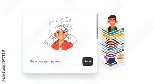AI generated cartoon characters on white background with text