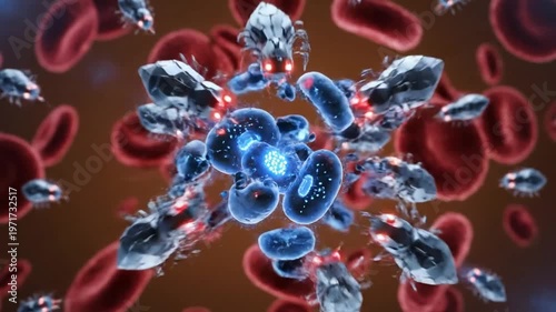 Nano technology battle between nanobots and bacteria to show medical science advancement within blood system