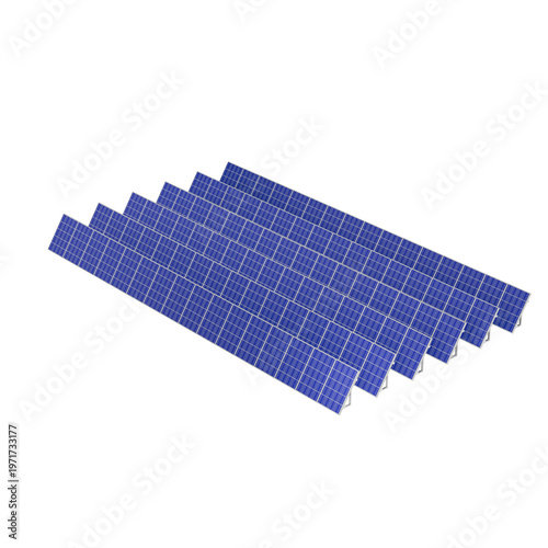 Solar Panel Array: A symmetrical array of solar panels gleams against a bright sky, symbolizing the potential of sustainable energy and technological advancement.