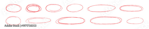 Hand-drawn red circles and ovals for highlighting and emphasis on a white background