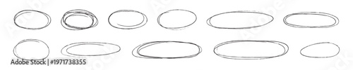 Hand-drawn black circles and ovals for highlighting and emphasis on a white background
