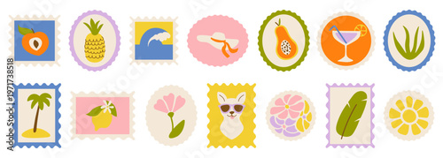 Stamp Collection Summer Icons Set
